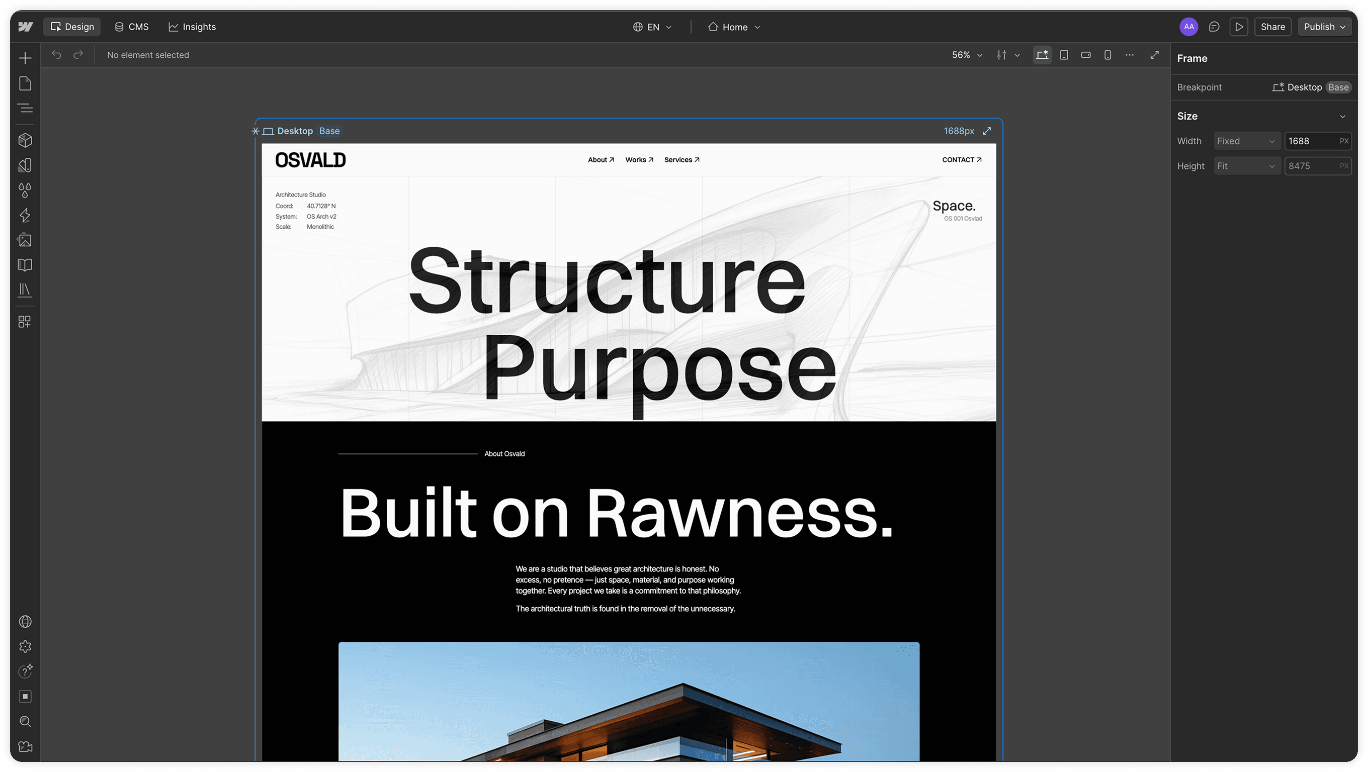 Webflow's Pan & Zoom experience